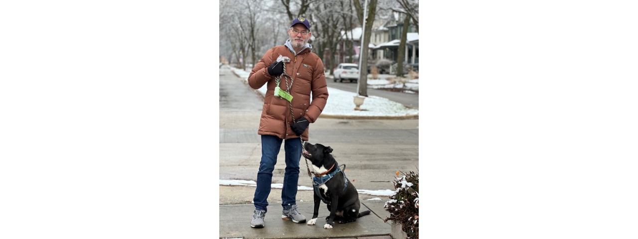 Joe walking his dog