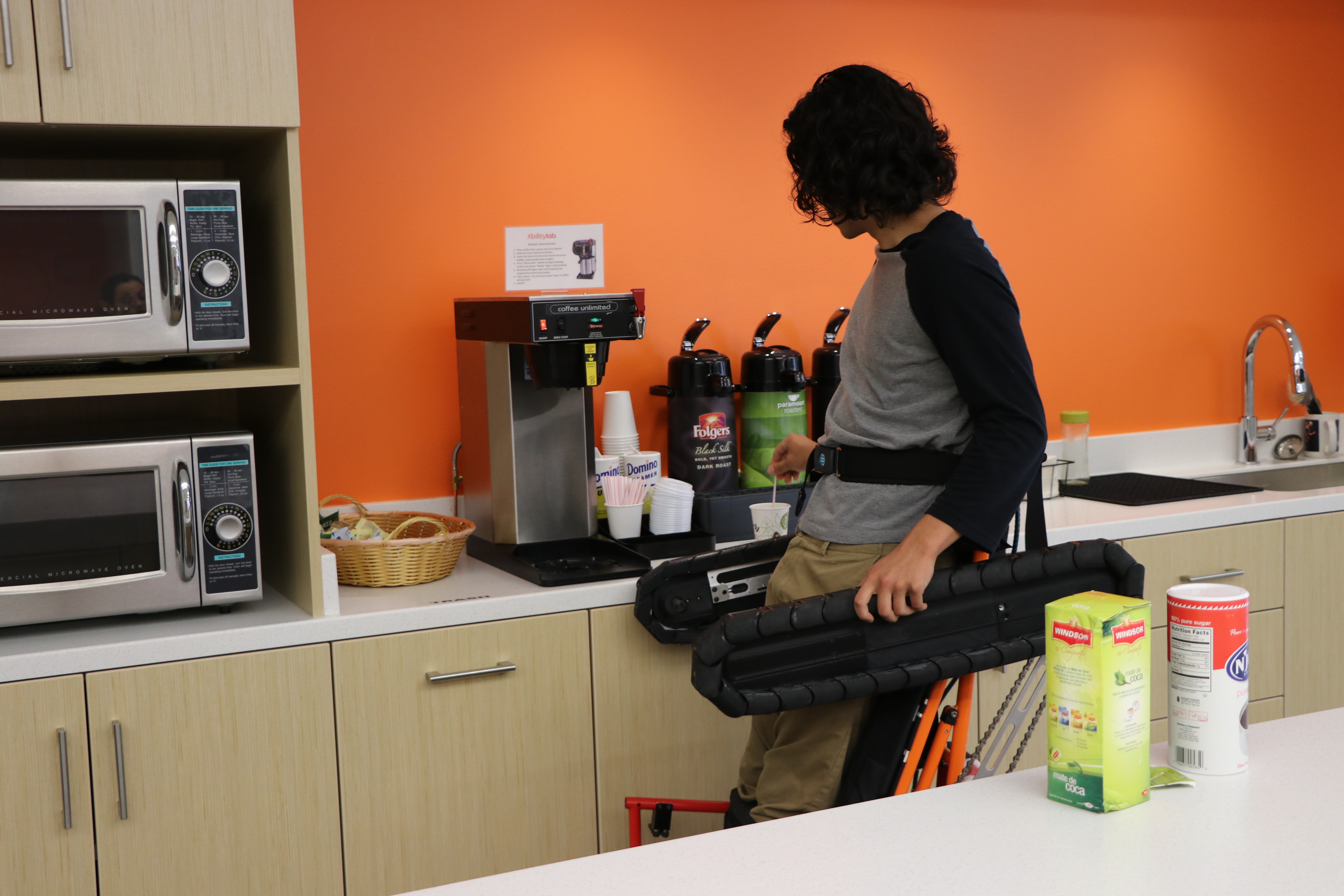 Image of manual standing wheelchair in kitchen