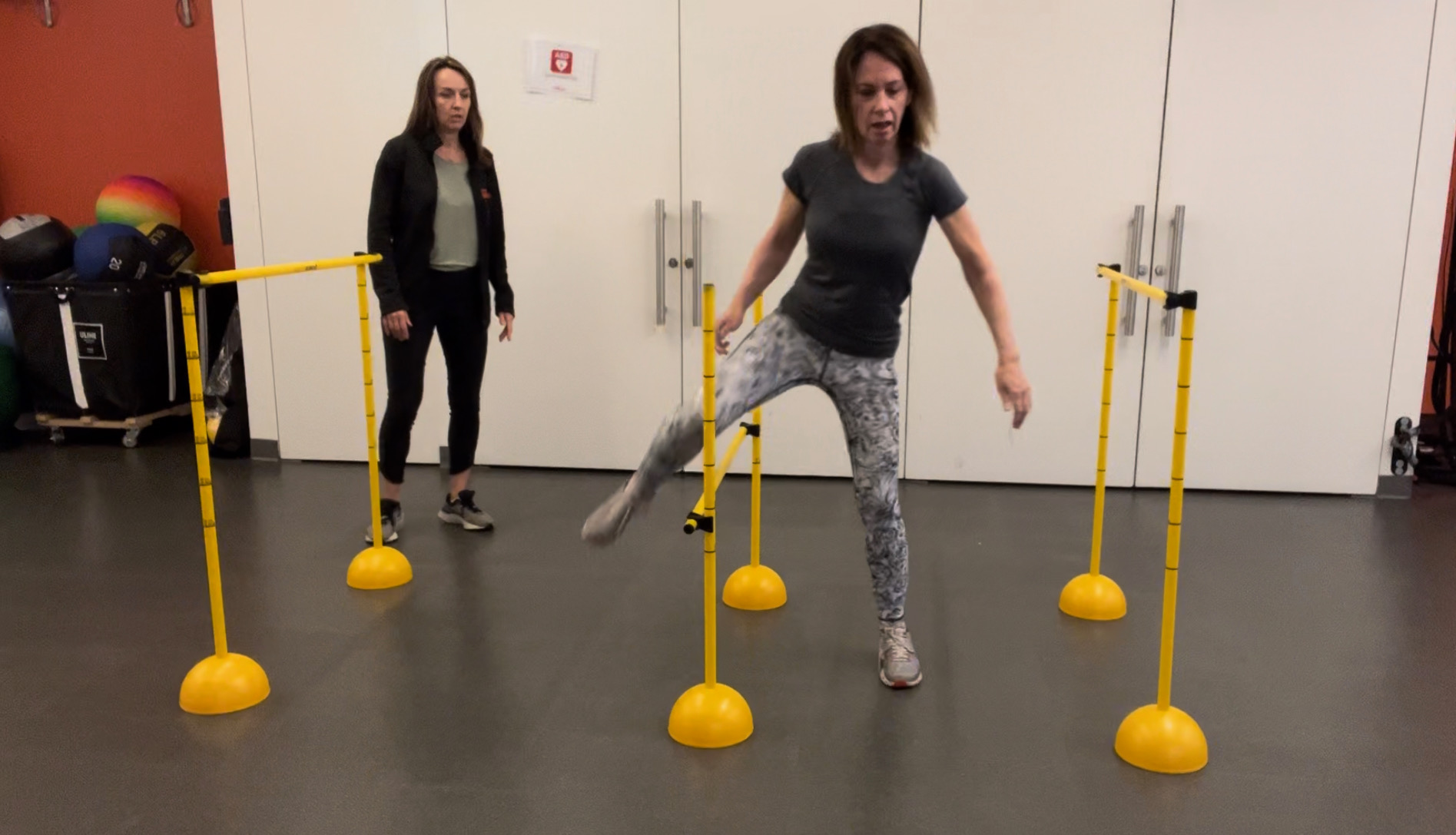 Denise doing balancing exercise