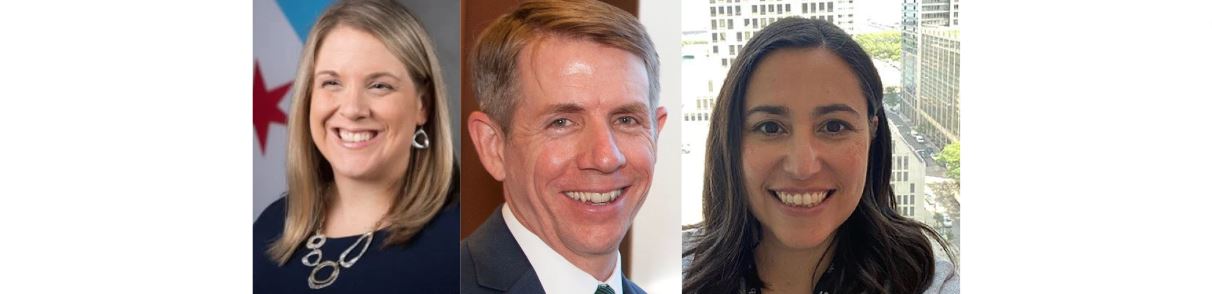 three photos: a white woman with blonde hair, a man with brown hair and a woman with dark brown hair