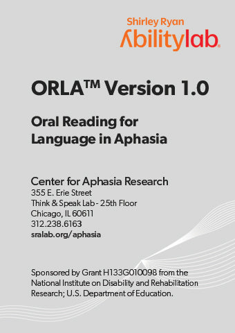 ORLA booklet: Oral Reading for Language in Aphasia