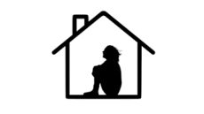 This is a silhouette of a person sitting on the floor alone in their home.