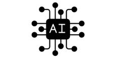 graphic showing a black square with AI in white lettering inside with lines terminating in dots coming out of the black square