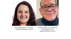 photos of Renee Manfredi and Todd Costello. Renee is a young white woman with short brown hair. Todd is an older man with glasses and a black turtleneck shirt.