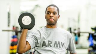 Sargent Anderson works out in our Adaptive Fitness Center