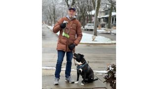 Joe walking his dog