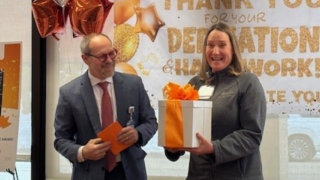 Beth receiving her award