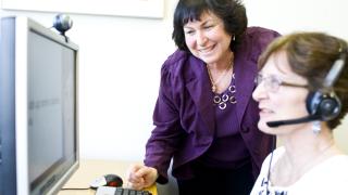 Speech Language clinicians work with patients on speech patterns