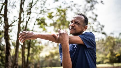 man stretching
