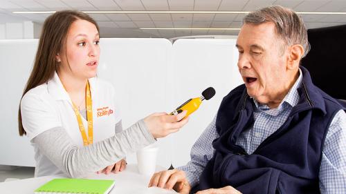 Speech therapy with stroke patient