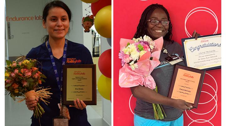 Eva R. and Cheryl M. accept their awards.