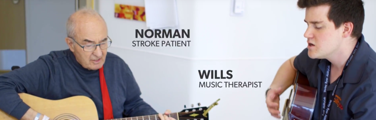 Stroke survivor works on music thearpy