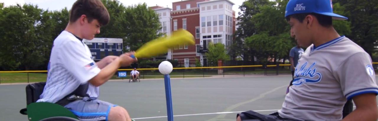 Pediatric patients practice baseball