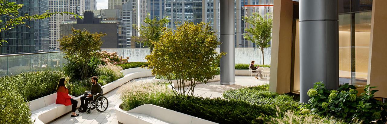 a garden located on the 10th floor of the hospital