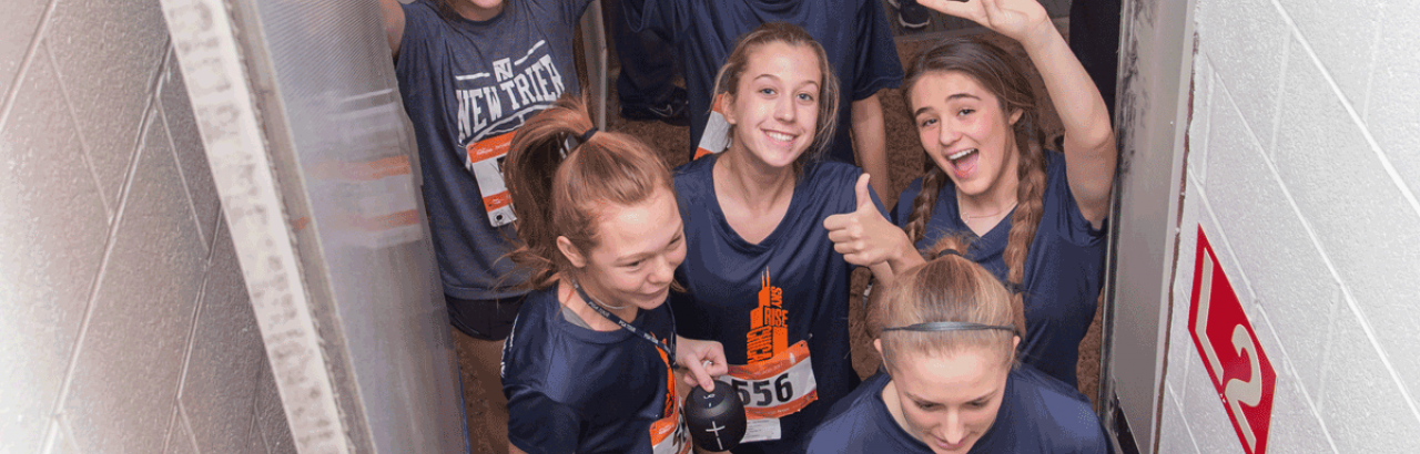 Climbers prepare to walk the 103 floors of the Willis Tower