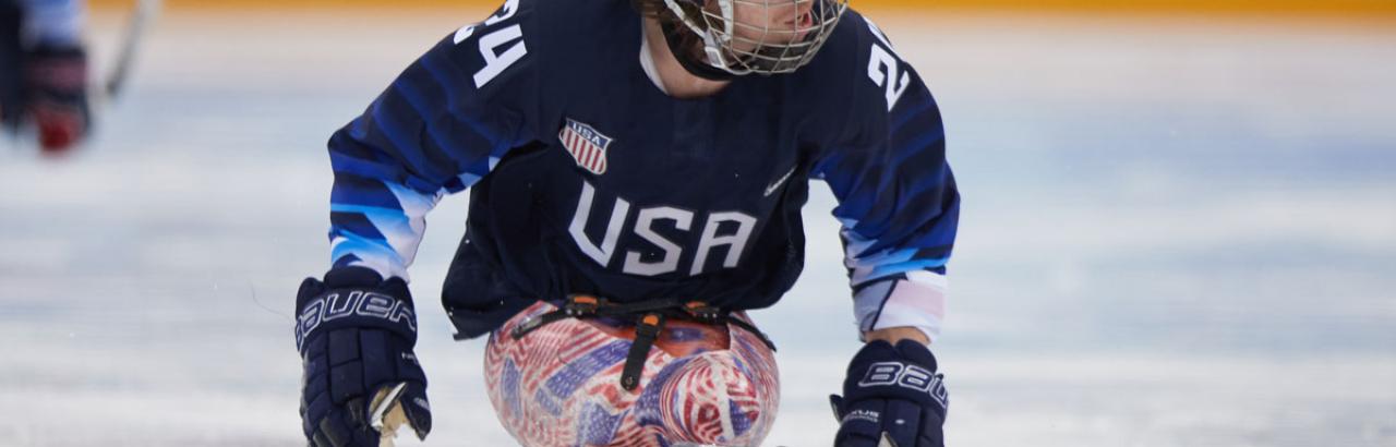 sled hockey player on the ice