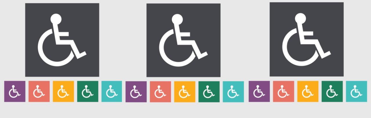 Flat wheelchair icon with rainbow icons