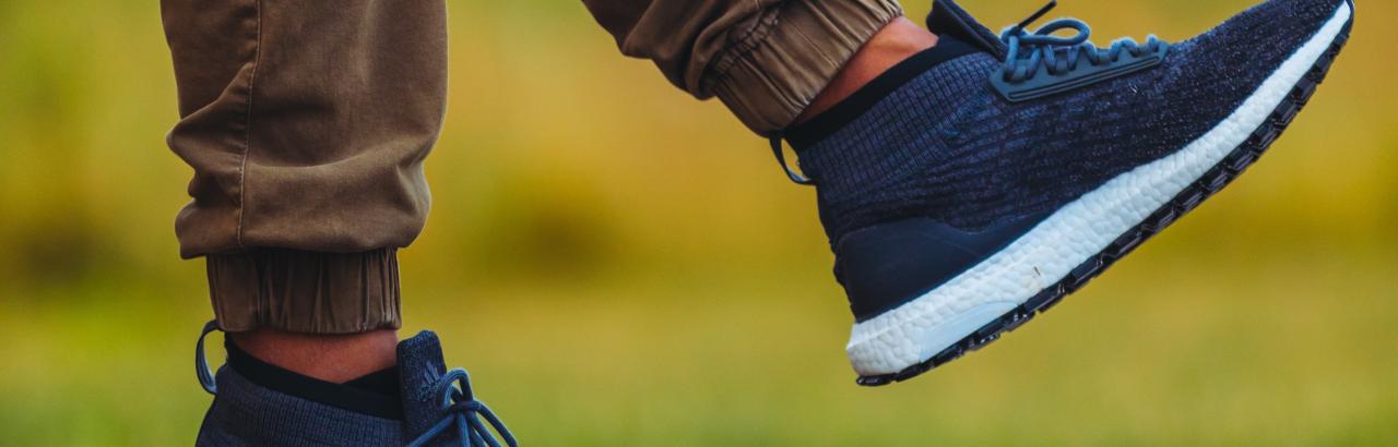 feet in navy sneakers