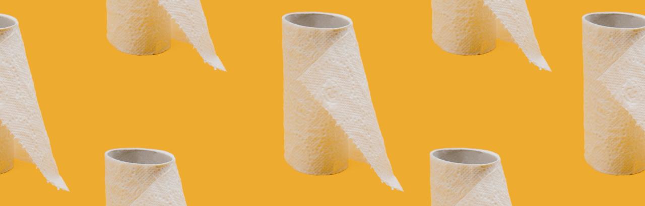 toilet paper rolls on an orange background