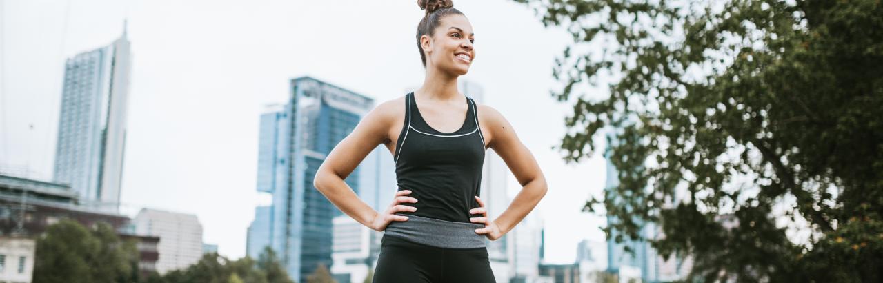 Woman in work out clothes