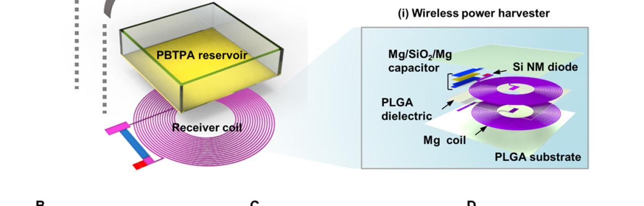 Figure showing the wirelessly programmable, bioresorbable drug delivery system.