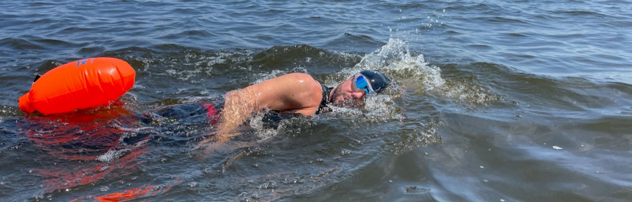 Rob Heitz swimming in Lake Michigan