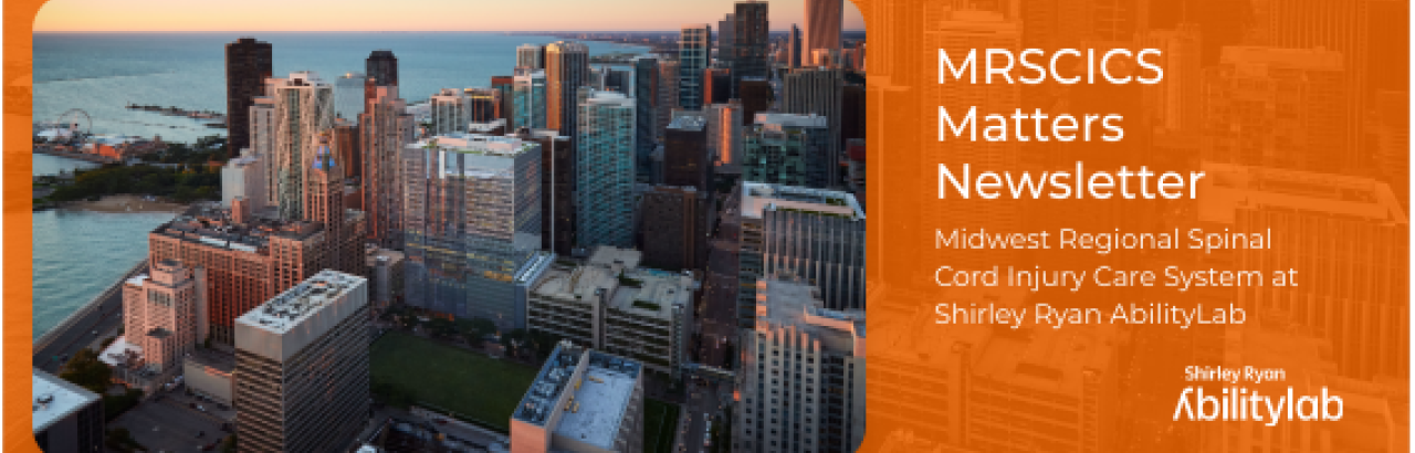 orange banner with pic of Chicago skyline on one side and MRSCICS Matters Newsletter in text on the other side