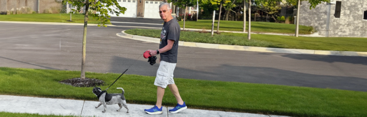 Doug walking his dog