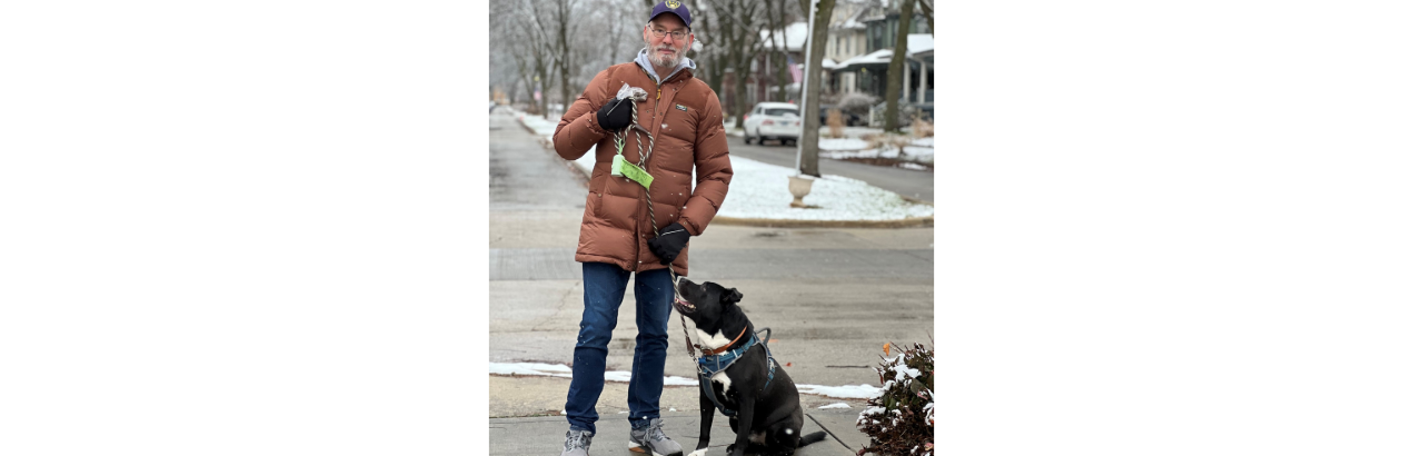 Joe walking his dog