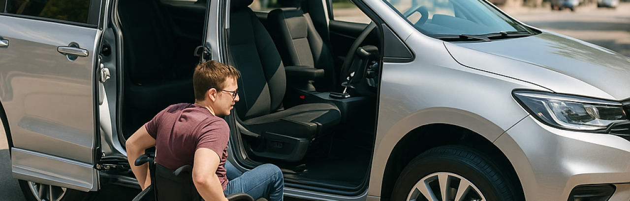 man getting into an accessible van