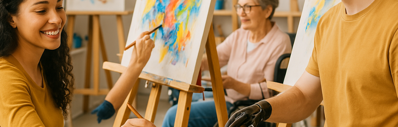 People of various abilities painting