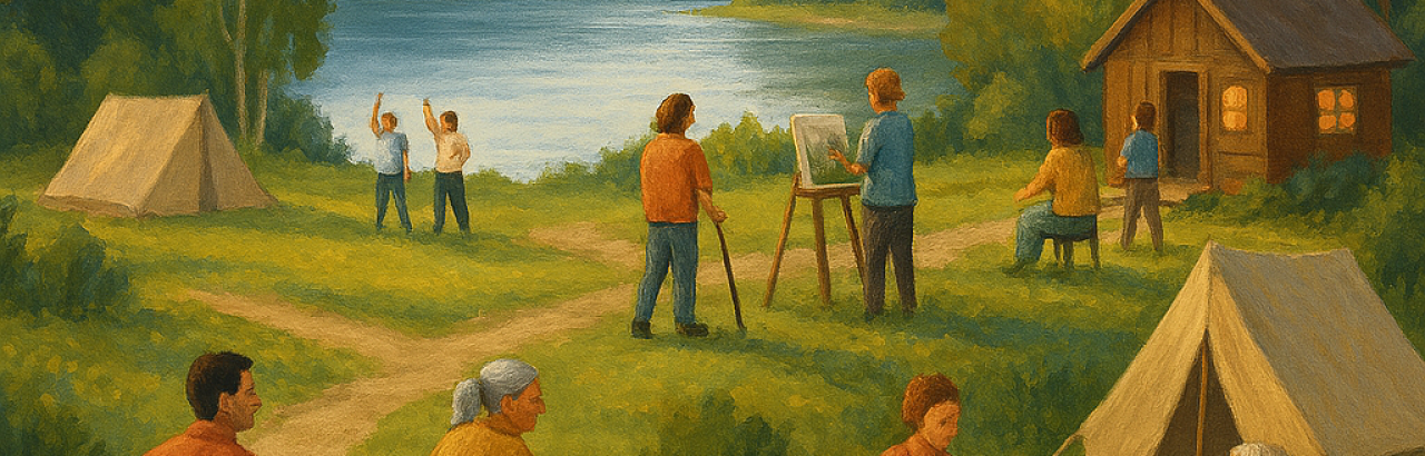 scenic view of people at a campsite