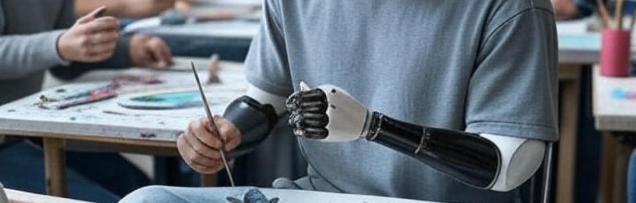 artisti with a prosthetic