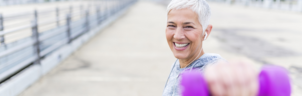 Cancer survivor physically rehabilitating