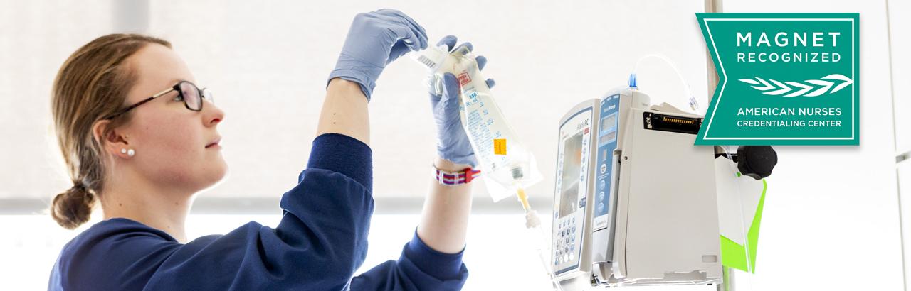 Nurse working with I.V.
