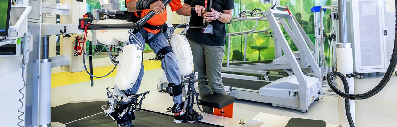 Cerebral Palsy patient using machinery for rehabilitation