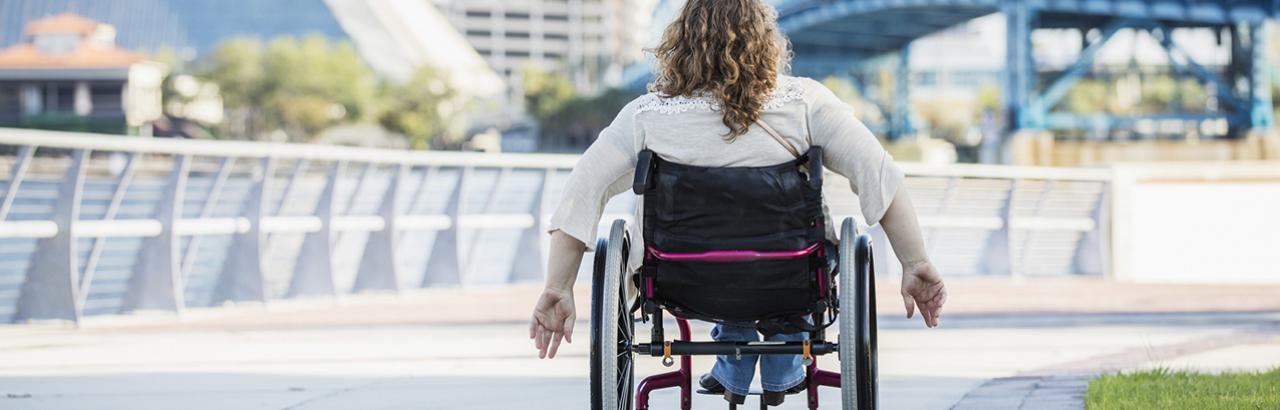 A spina bifida patient out for a stroll