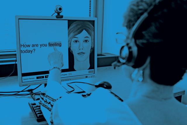 patient using the ORLA program for Aphasia