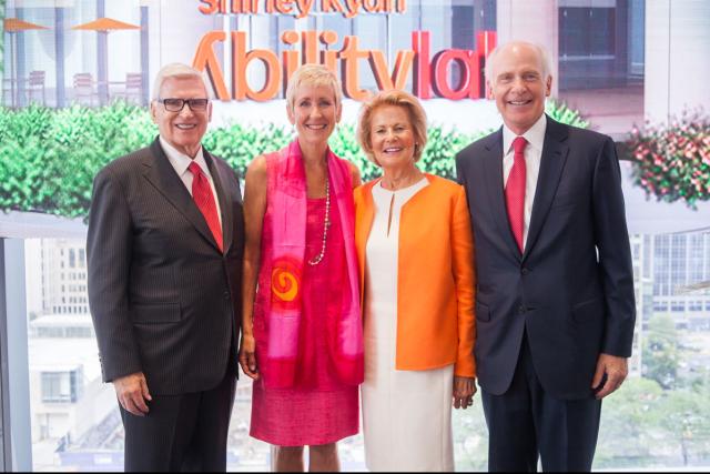 Shirley and Pat Ryan standing with Joanne C. Smith and Jude Reyes