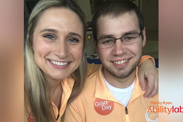 A photo of Tyler, a patient at Shirley Ryan AbilityLab, and his wife