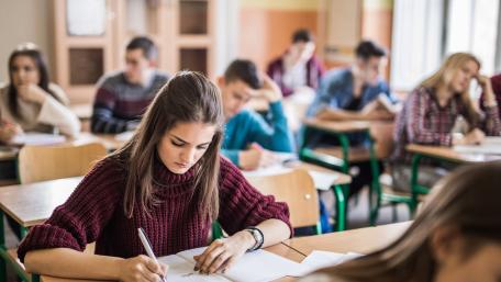students taking a test