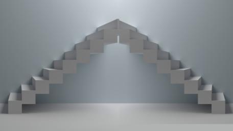 wheelchairs at stair pyramid