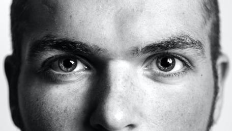 eyes black and white face