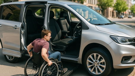 man getting into an accessible van