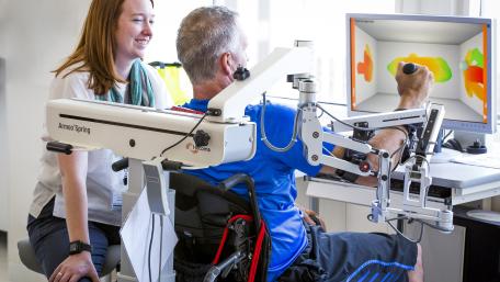 Tom uses the Armeo during his treatments