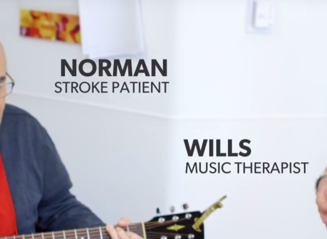 Stroke survivor works on music thearpy