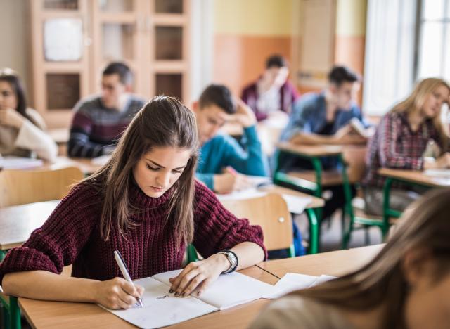 students taking a test