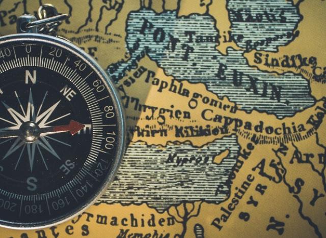 compass on map