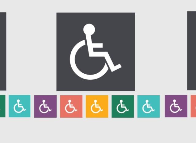 Flat wheelchair icon with rainbow icons