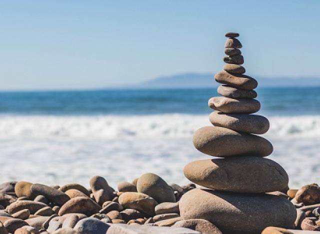 rocks stacked on a beach